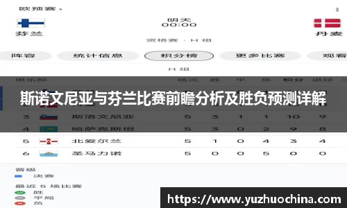 斯诺文尼亚与芬兰比赛前瞻分析及胜负预测详解